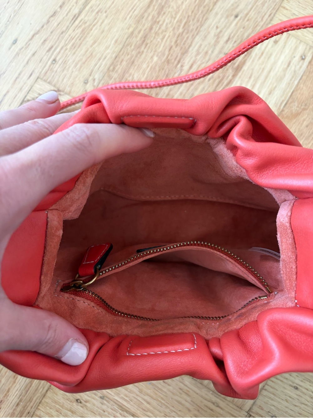 Staud Kiki blood orange red Ruched Crossbody Bag - Picture 6 of 11